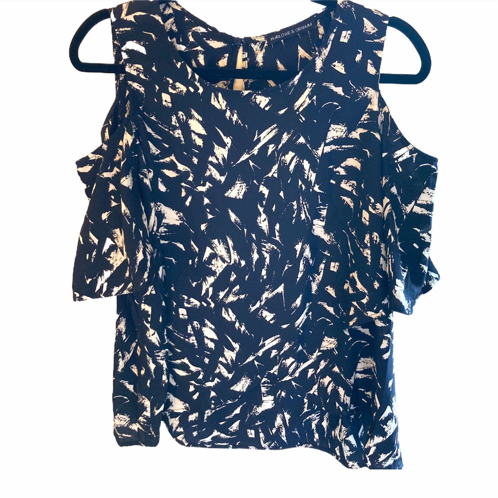 Harlowe and Graham Patterned Open Shoulder Top